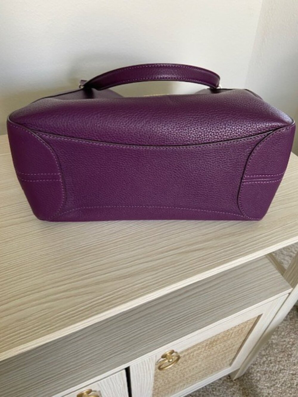 Kate Spade Ripe Plum Med Leila Triple Compartment Pebbled Leather Shoulder Bag - Picture 3 of 6